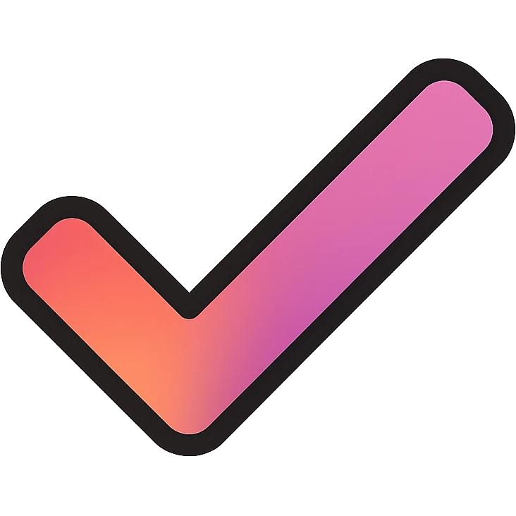 checkmark with red to violet gradient, color icon style emoji
