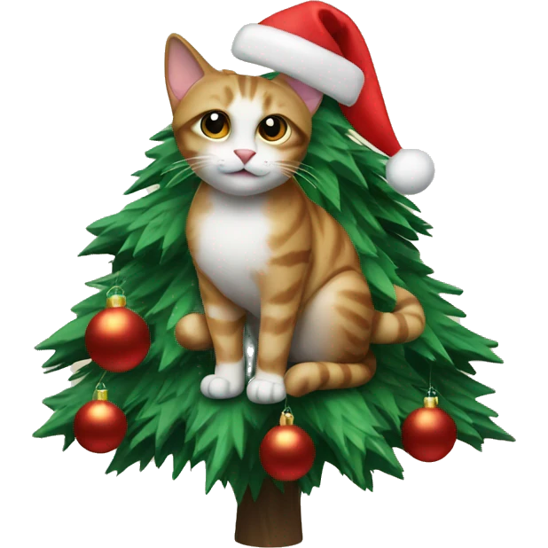 cat on a christmas tree emoji