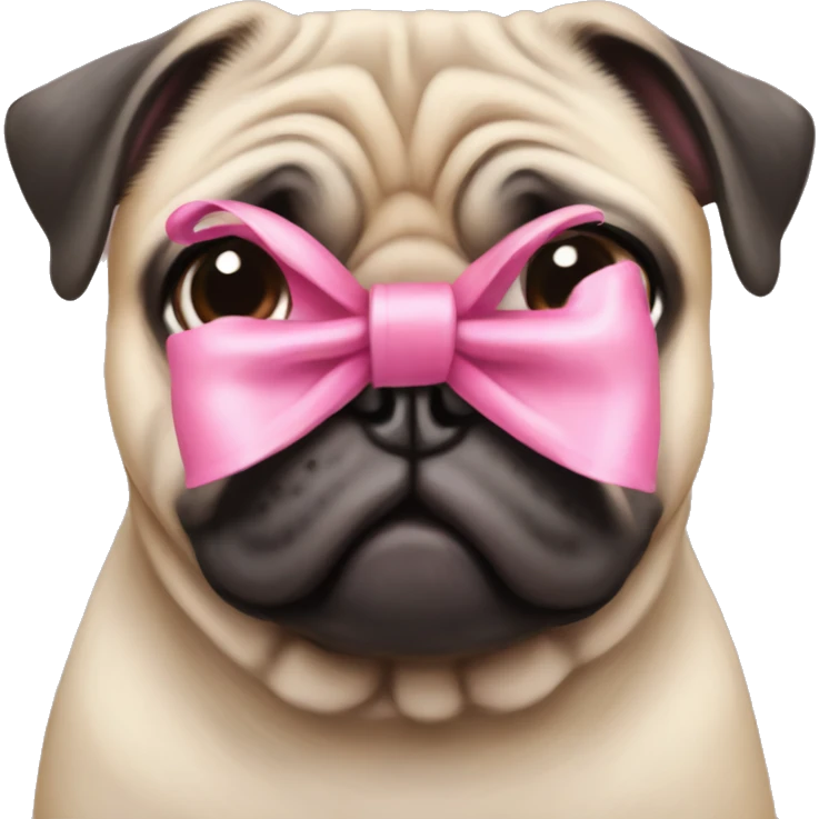 pug with a pink bow on its head  emoji