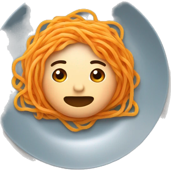 plate of orange noodles with hair emoji