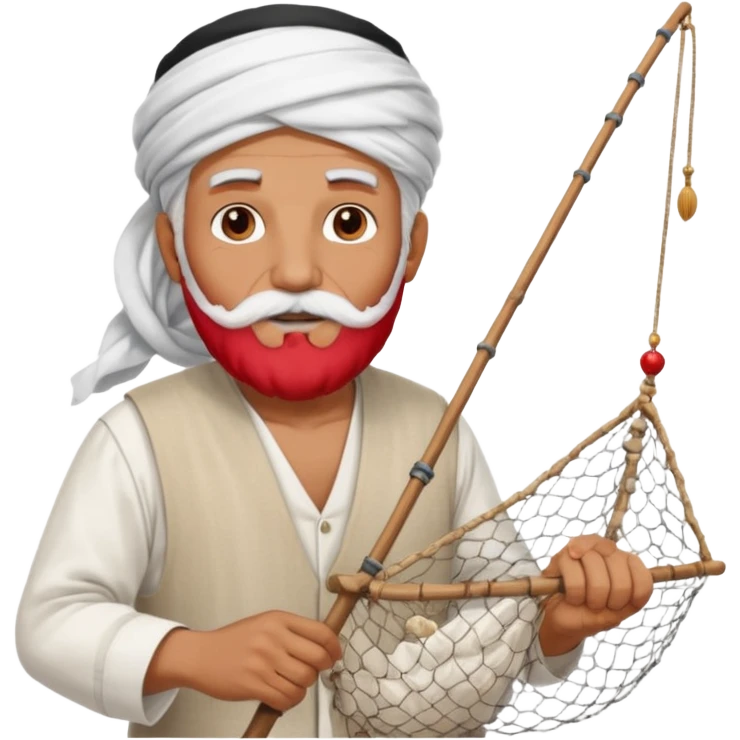 old emirates guys wearin gUAE cloths with white beared .. he works in the sea emoji