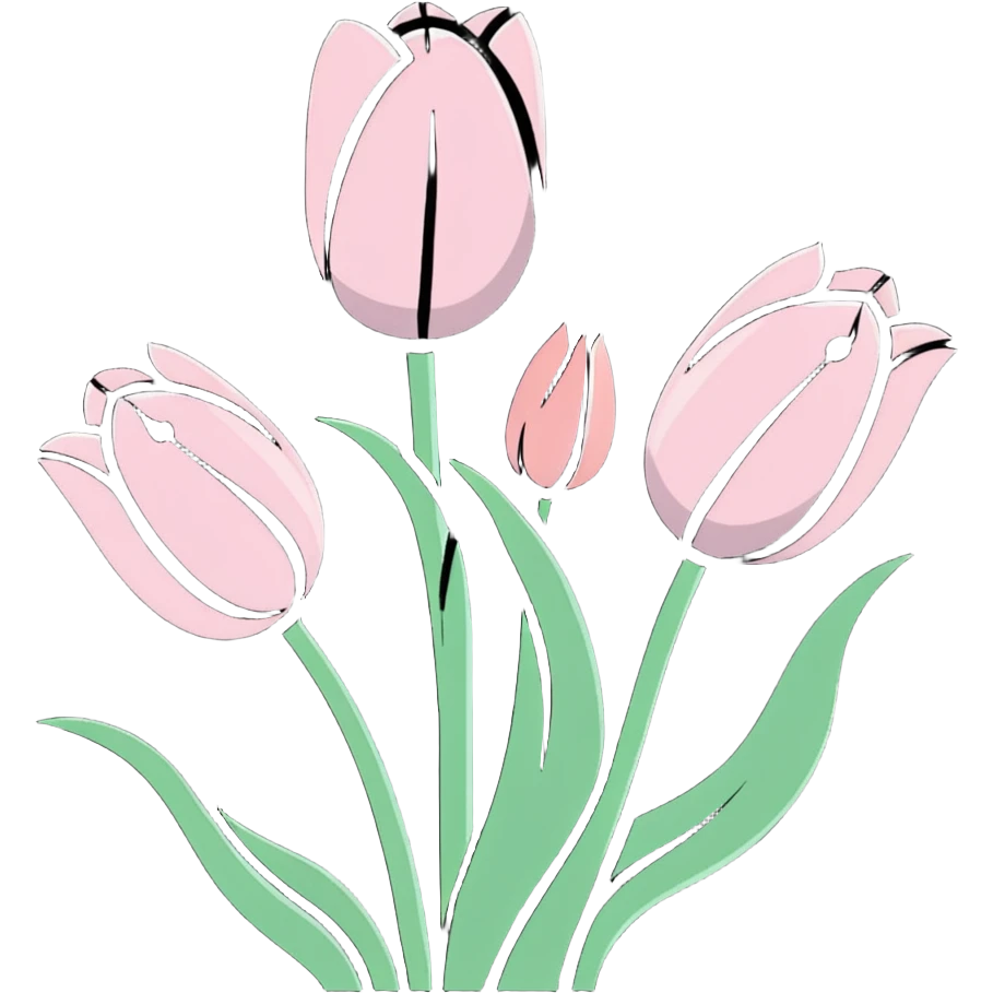 beautiful pastel pink tulips emoji