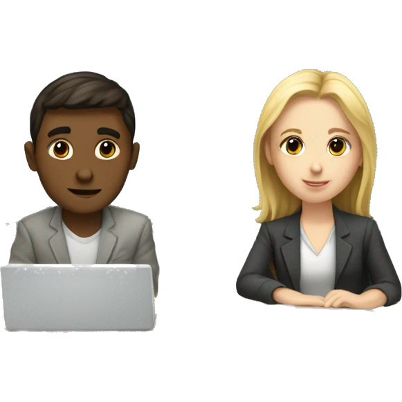 a white boy and a white girl in a computer science lesson, not sitting together  emoji