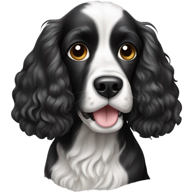 Black and white cocker spaniel dog emoji