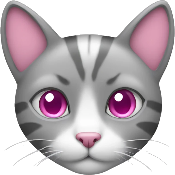 Pink hearts with grey cat face  emoji