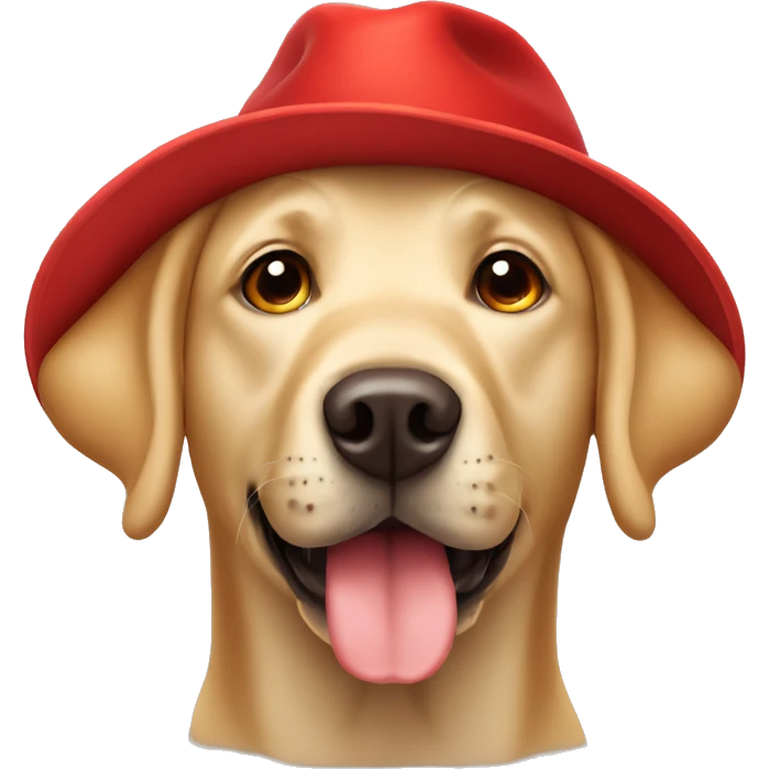 Labrador with a red hat emoji