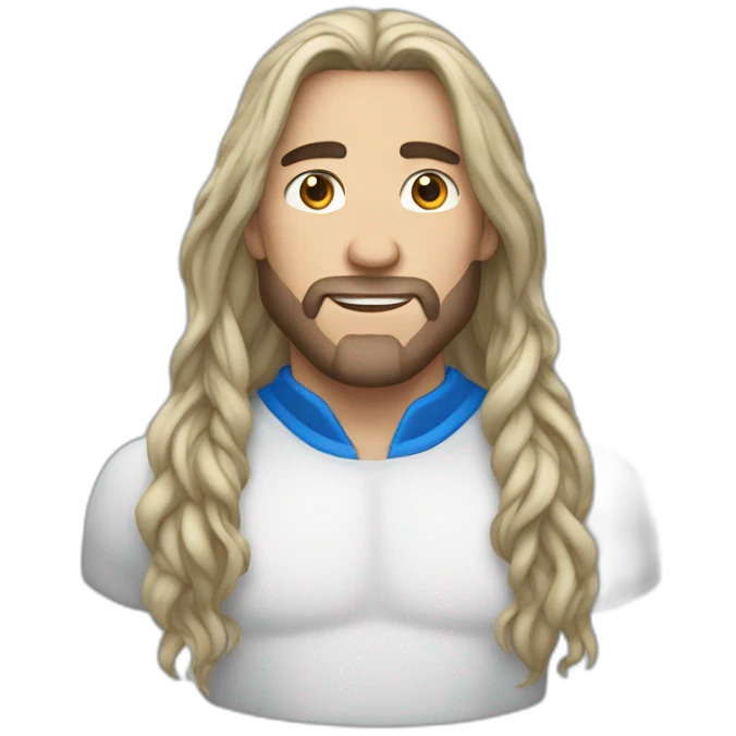 white strong guy longhair with blue cap emoji