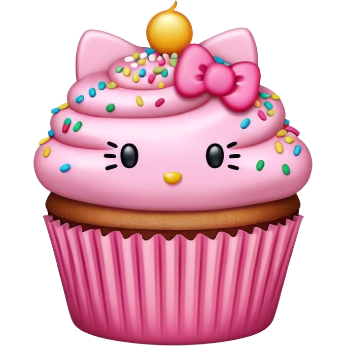 Cupcake with hello kitty emoji