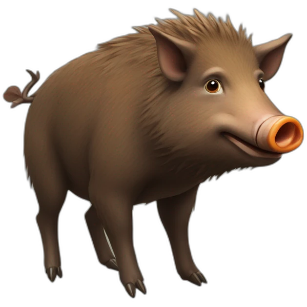 anthropomorphic brown wild boar with orange cheeks with tusks emoji