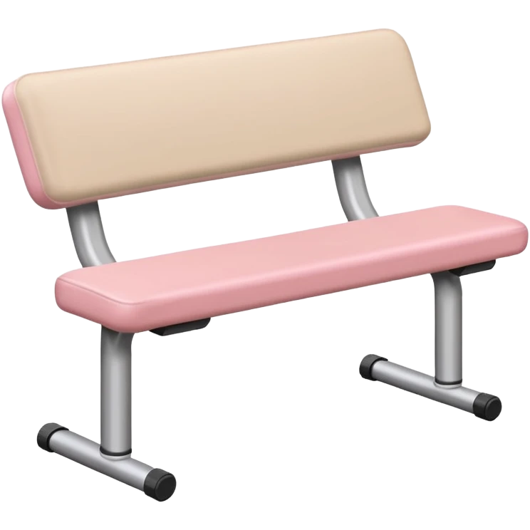 Beige gym bench with pastel pink padding, soft pastel background emoji