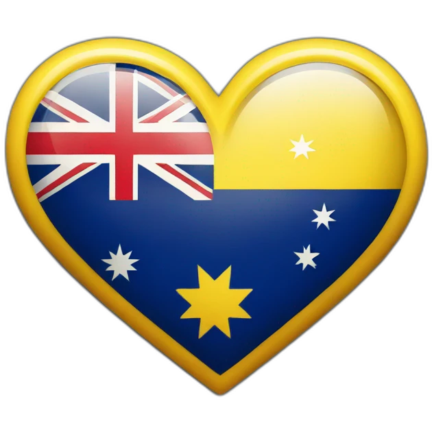 yellow heart with australia flag emoji
