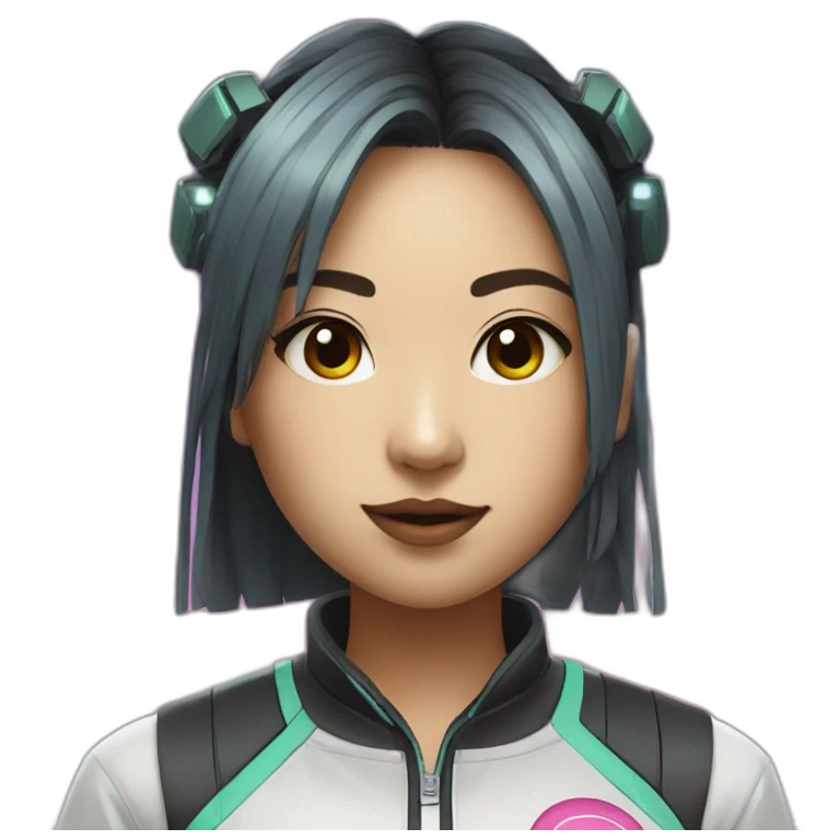 augmented cyberpunk asian girl in tennis uniform emoji