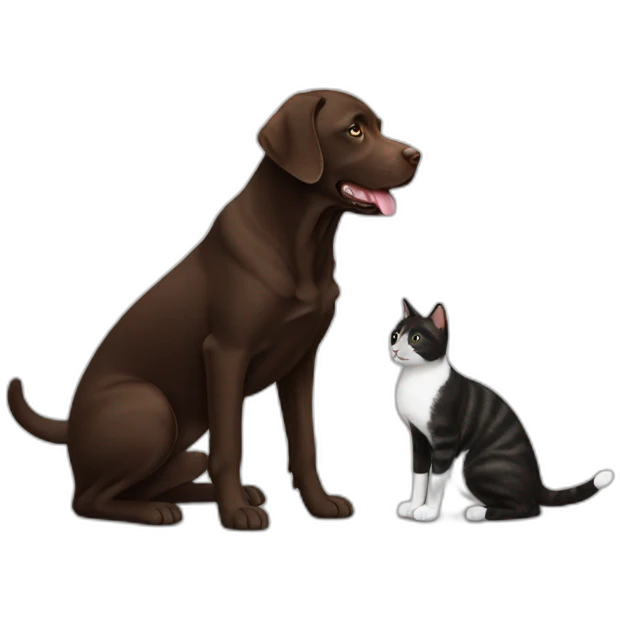 Chocolate labrador with cat black and white emoji