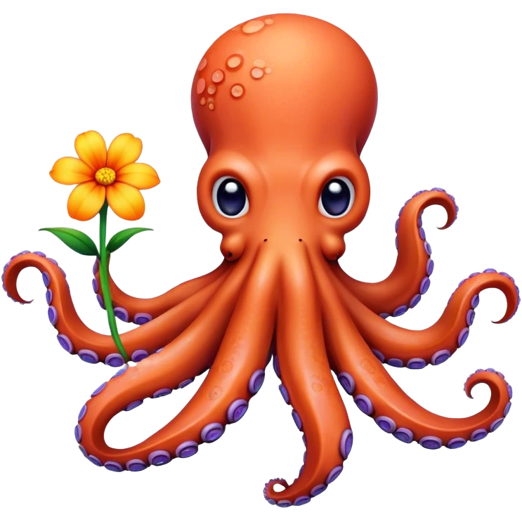 octopus with flower emoji