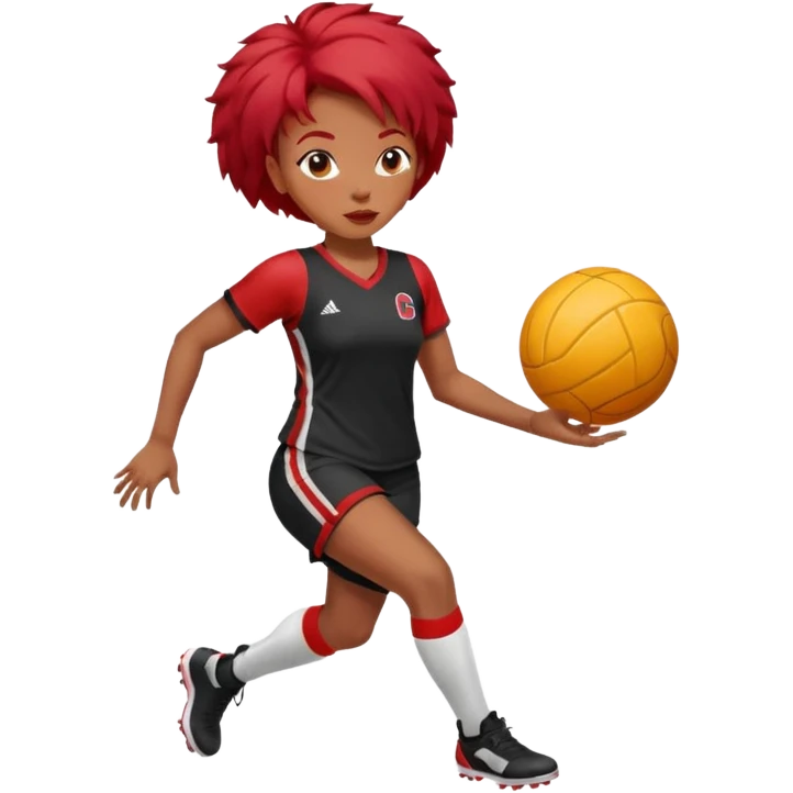 black woman who play ball with red hair emoji