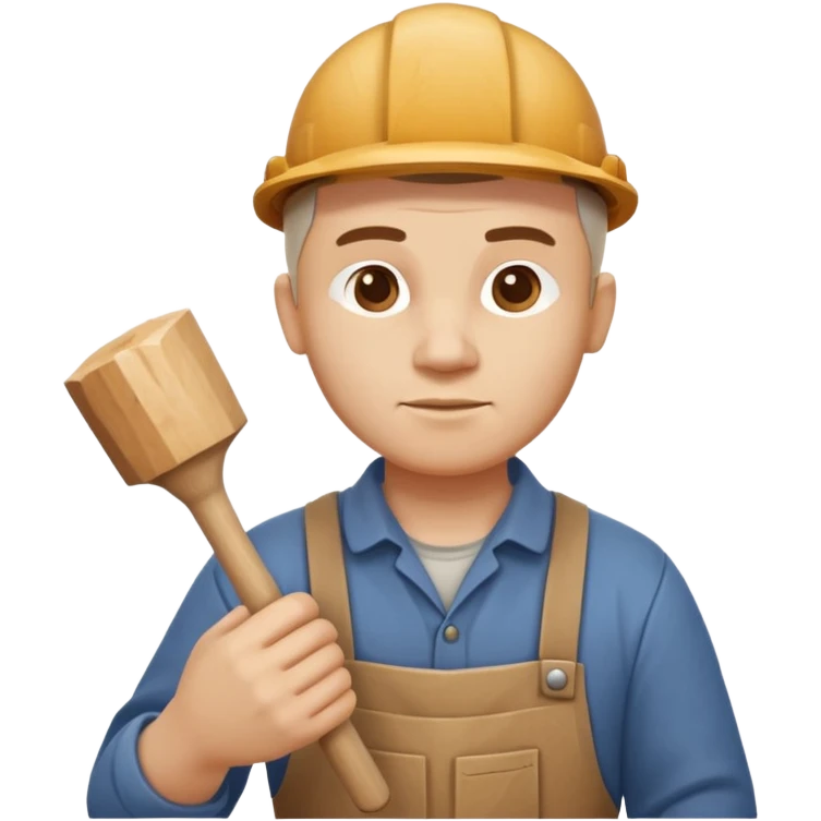 wood carving carpenter portrait, head and shoulders only, carving wooden figure with chisel, wood shavings visible, focused craftsman expression, artisan workshop vibe, 3D cartoon style, mobile game icon style, clean background, no text, no watermark
 emoji