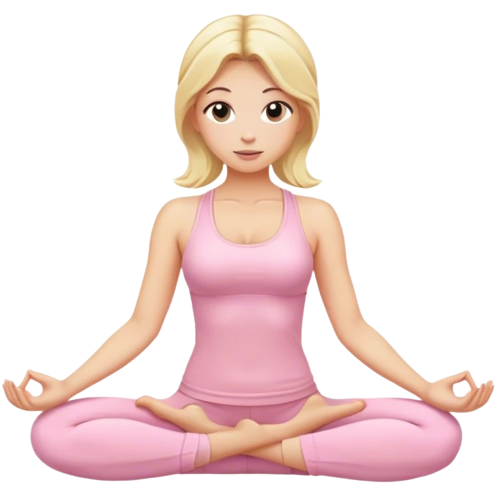 blonde yoga girl light pink clothes n emoji