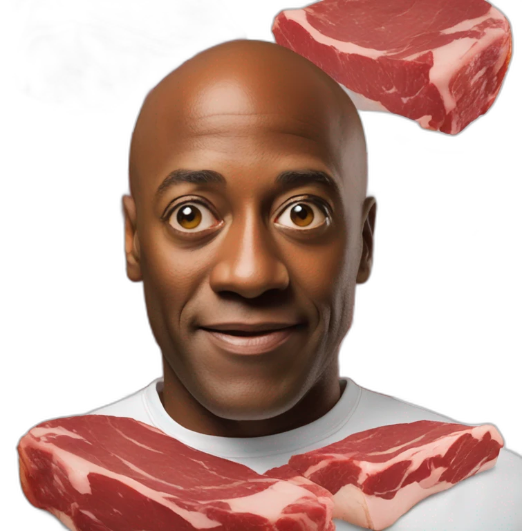 Ainsley Harriott hiding in some meat emoji