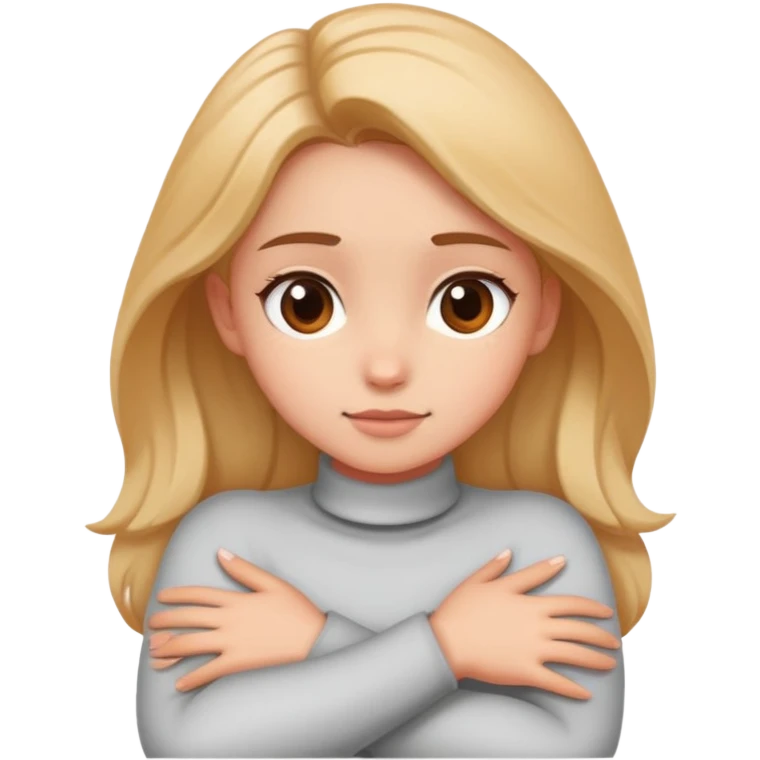 Girl crossing arms around her neck emoji