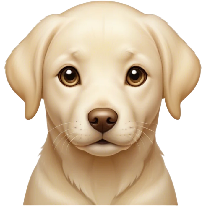 Cinematic Cute Cream Labrador Portrait Emoji, Head tilted playfully and inquisitively, featuring a silky cream Fur with a gentle sheen, round, sparkling warm eyes filled with curiosity, Simplified yet irresistibly adorable features, highly detailed, glowing with a warm, friendly glow, high shine, affectionate and spirited, stylized with a touch of whimsy, bright and endearing, soft glowing outline, capturing the essence of a mischievous yet loving companion, so playful it feels like it could dash out of the screen and into your arms! emoji