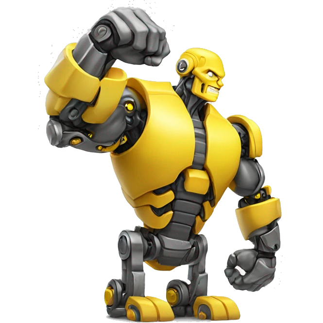 Flexing yellow mechanical cyborg bicep and arm emoji