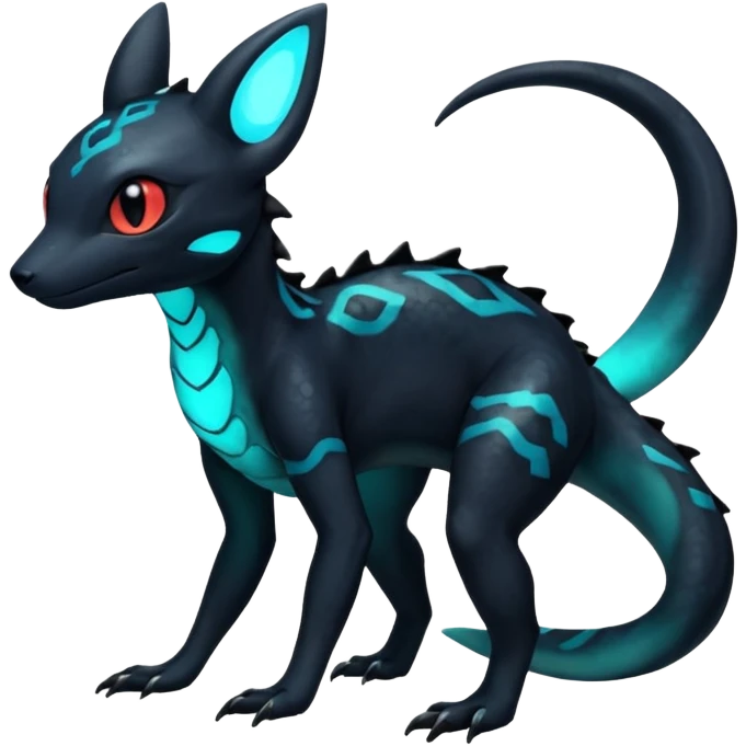 Scaley Exotic Salandit-Aurorus-Umbreon-Fakémon-hybrid-creature (full body)  emoji