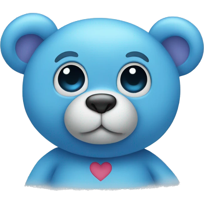 blue teddy with blue heart emoji