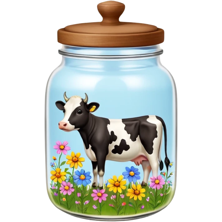 Cow print jar with flowers emoji