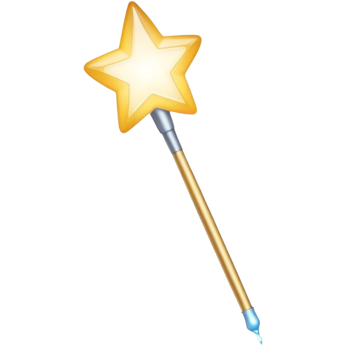 A sleek, glowing magic wand hovering in mid-air, emitting a soft trail of sparkling light. Tiny, faded-out emoji icons float around it, appearing as if they are about to be created but remain incomplete. The scene has a clean, minimalist aesthetic with a soft, neutral background. The wand radiates a subtle mystical glow, symbolizing creativity and the potential to generate new emojis. Flat, modern illustration, digital art, empty state design. emoji