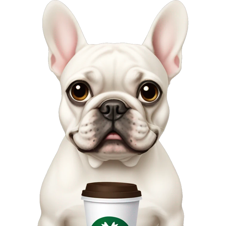 French bulldog ordering starbucks emoji