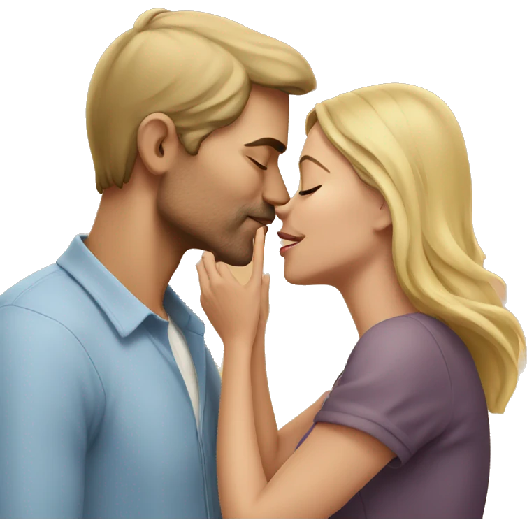 man kisses women emoji