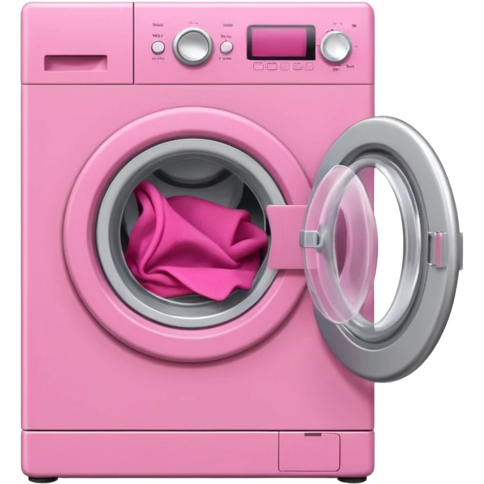 
pink washing machine mid-cycle with clothes tumbling inside emoji