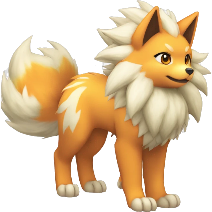 Colorful Shiny Kawaii Cute Arcanine—Vulpix-Ninetails-Flareon-Fakémon-Pokémon full body emoji
