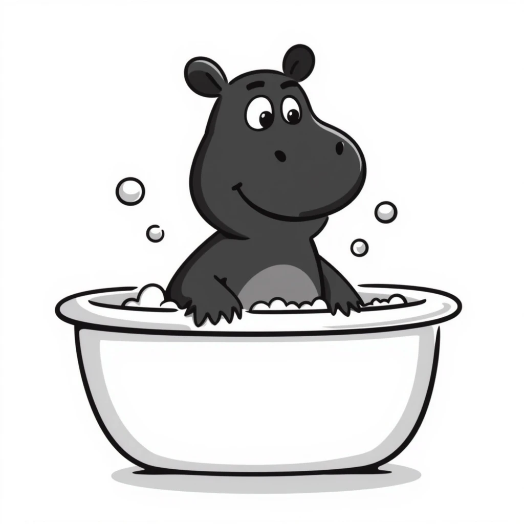 happy hippo with bubbles in bathtub emoji