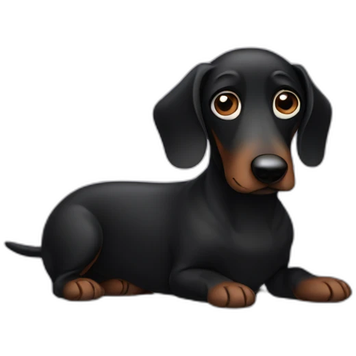 sad black sausage dog emoji