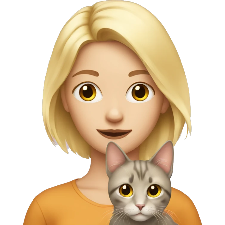 Blond girl with a cat emoji