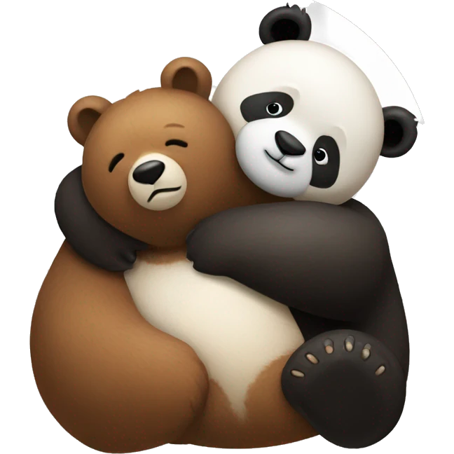 Brown bear and panda bear hug emoji