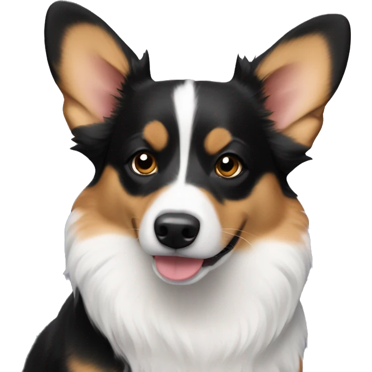 Black tri mini Aussie corgi mix emoji