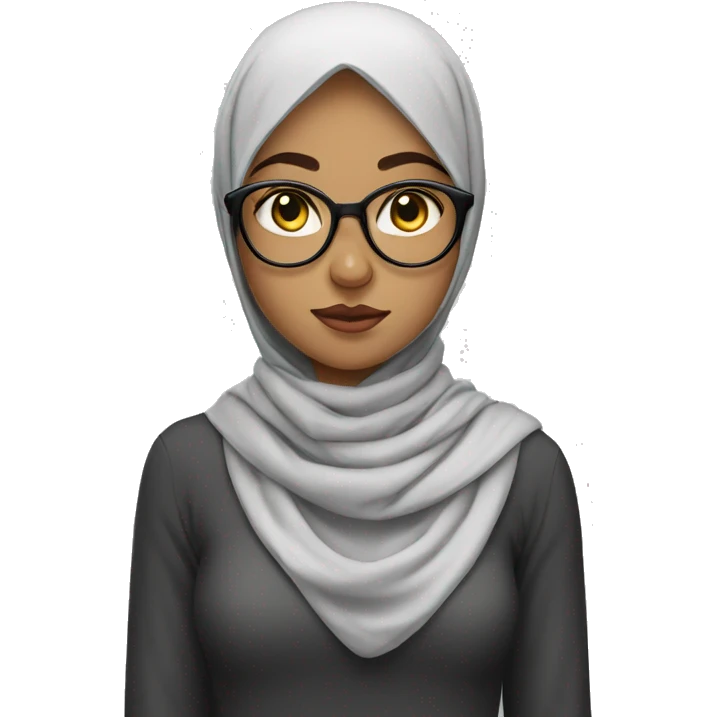 indifferent girl with cat glasess hijab emoji