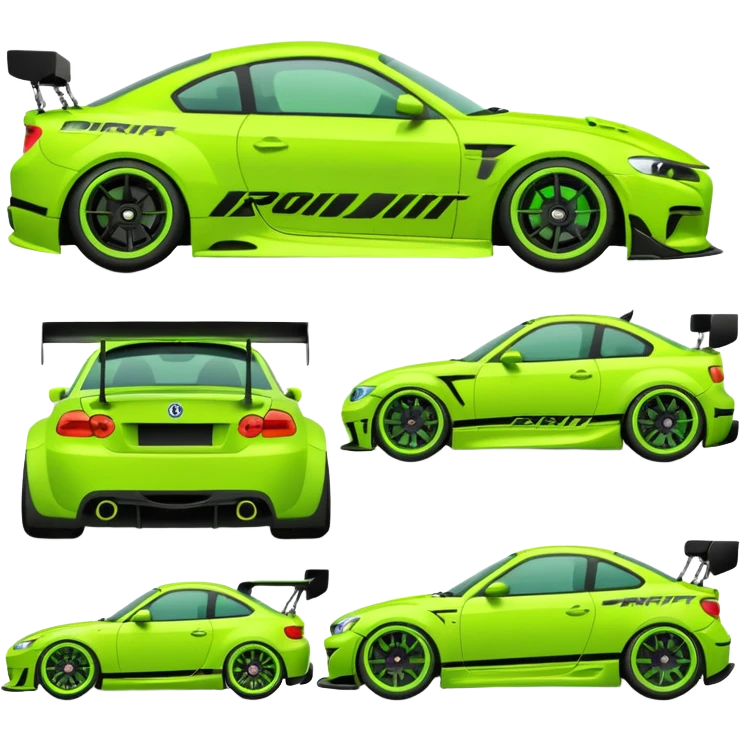 Emoji pack for R2 motorsport company, drift builds, motorsport parts, lime theme, just text emoji