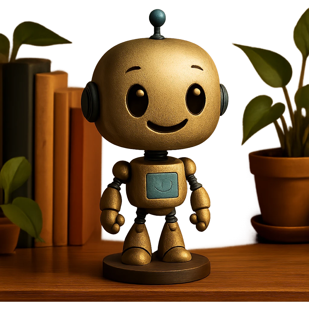 friendly bobblehead style robot emoji