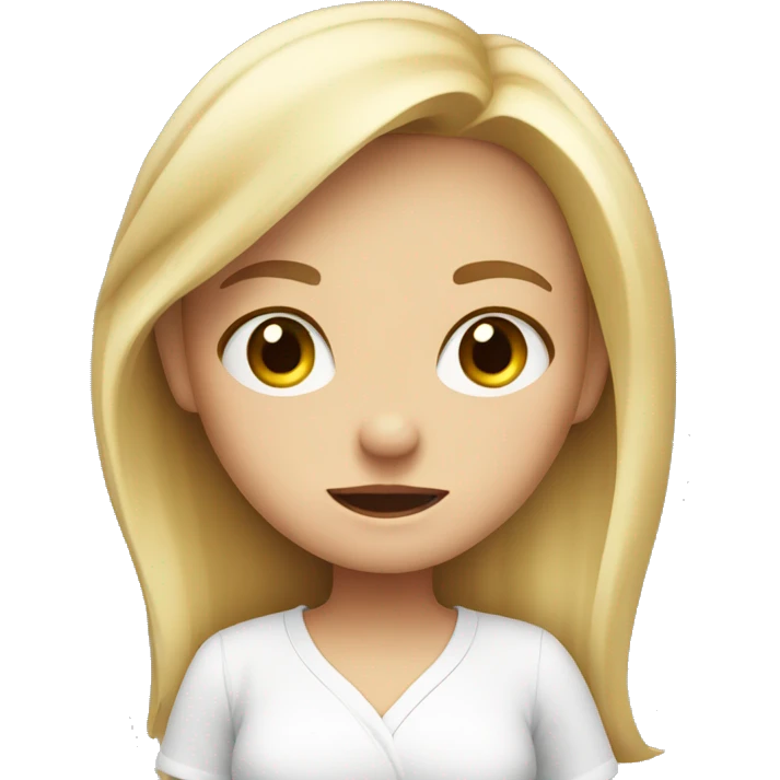 cute blonde girl shrugging wearing a white shirt emoji