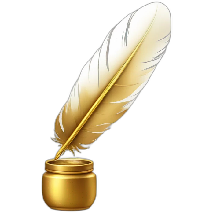 gold inkpot white feather emoji