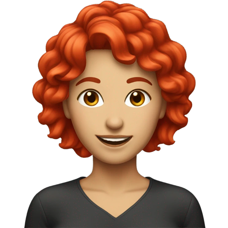 femme cheveux rouges court souriante emoji