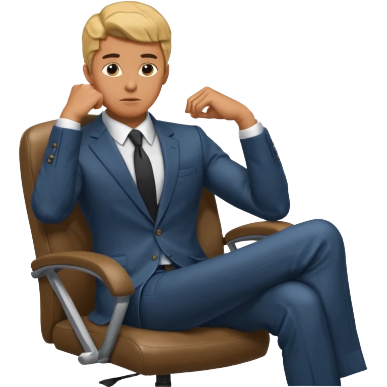 guy imitating thinker statue pose but with clothes and sitting in a office chair emoji