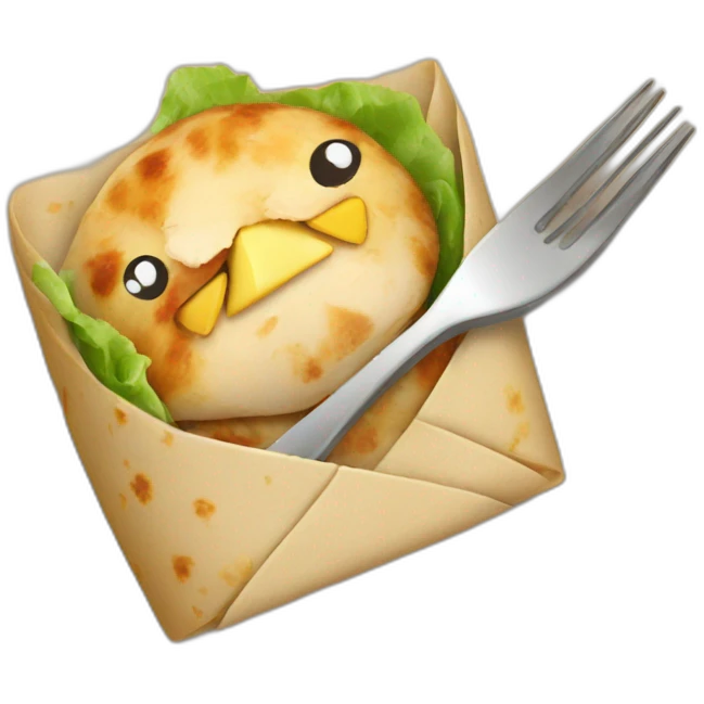 chicken-wrap-fork emoji