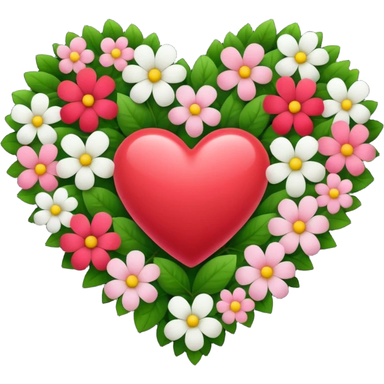 a heart made of flowers with leaves emoji
