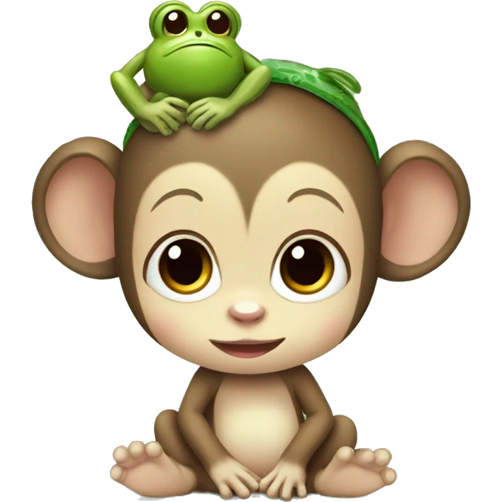baby monkey with frog headband emoji
