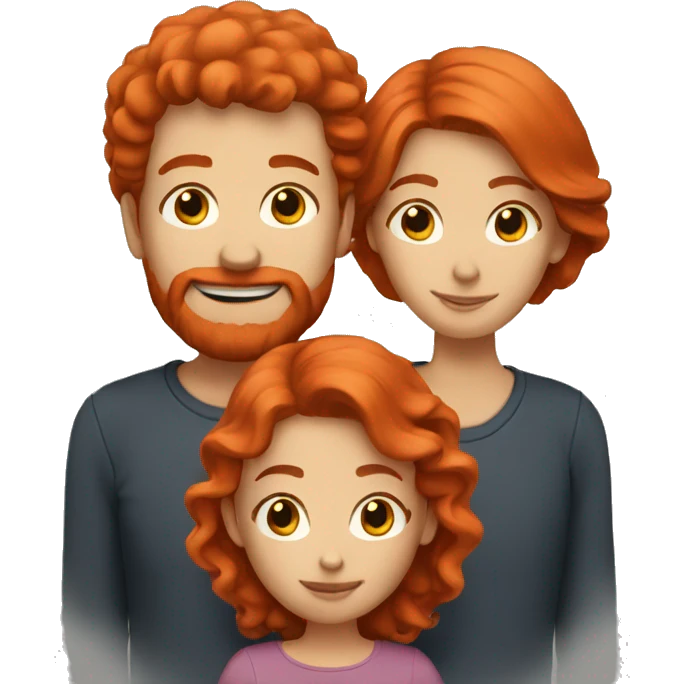 Red hair family of 3 emoji