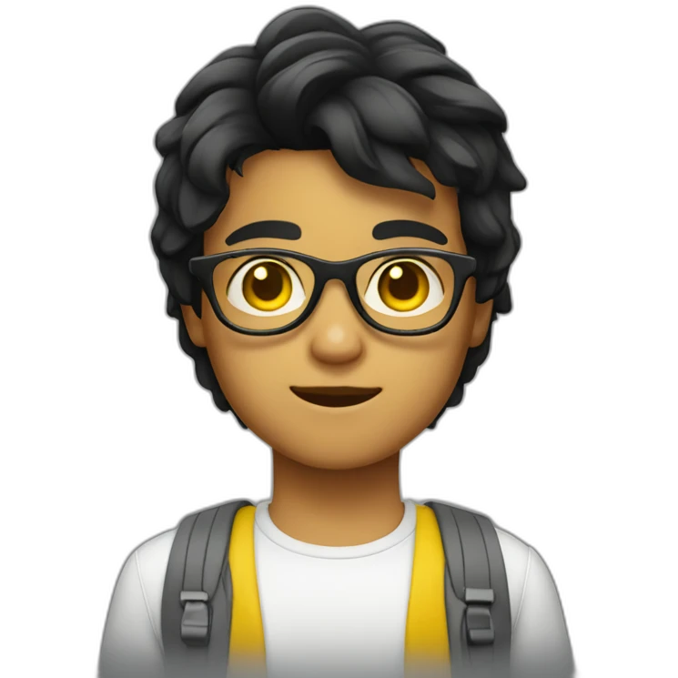 boy with yellow tinted glasses and combed black hair  emoji